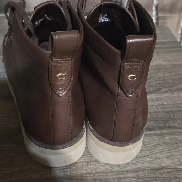 Men Coach  Signature Jacquard Brown and Cream Patterned Boots #3 - Picture 3 of 5